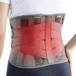 HONGJING Heated Back Brace for Lower Back & Spine Pain Relief, Heating Compression Belt with 7 Metal Stays, 5000mAh Rechargeable Battery, Great for Herniated Disc & Scoliosis Pain Relief (M)