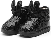 DADAWEN Boy's Girl's Warm Winter Sequin Waterpoof Outdoor Snow Boots Black US Size 5.5 M Toddler