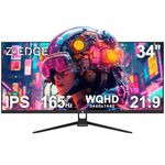 Z-Edge 34 Inch Gaming Monitor Ultrawide 165Hz(DP) 100Hz(HDMI) 1ms MPRT, 21:9 WQHD 3440x1440 IPS Panel, FreeSync, HDR10, HDMI, DisplayPort - Black