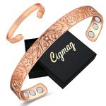 Cigmag 9X Lymphatic Drainage Copper Magnetic Bracelet for Women 99% Solid Pure Copper Ultra Strength Magnet Adjustable Brazaletes Cuff Bangle with Gift Box (Rose Gold Crystal Plum Pattern)