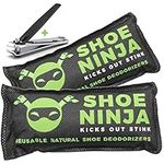 Shoe Deodorizer, Bamboo Charcoal Shoe Odour Eliminator Bags, Foot Deodorant Inserts - 2 Pack of Shoe Fresheners with Nail Clippers