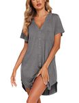 Ekouaer Women's Button Down Nightgowns Maternity Dress Short Sleeve Nursing Night Gown Soft Nightshirt