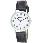 Ravel - Unisex Traditional Watch with Clear Numeral Dial - Silver Tone/Black