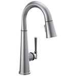 Delta Faucet Emmeline Bar Faucet Brushed Nickel, Bar Sink Faucet Single Hole, Wet Bar Faucets with Pull Down Sprayer, Prep Sink Faucet, Faucet for Bar Sink, Lumicoat Arctic Stainless 9982-AR-PR-DST