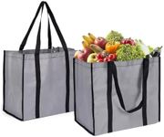 LONGTEAM Reusable Grocery Bags, Large Foldable Heave Duty Shopping Tote Bag, Washable Lightweight Shopper Bag with Reinforced Handles (Pack of 2)