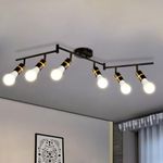 HiBay Track Lighting Fixtures, 6-Light Ceiling Light Kit, Foldable Arm and Rotatable Light Head, Matte Black Ceiling Spot Lights Fitting for Kitchen, Dining, Living Room, E26 Base, Bulbs Not Included