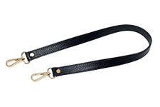VanEnjoy Full Grain Leather Replacement Strap Shoulder Bag Purse, 0.98 inch Width Gold Hardware(Black), Black, Length:26"