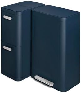 Caraway Rectangular Trash and Recycling Duo - Stainless Steel 13 Gallon Step Trash Can and 2-Drawer Recycling Bin - Midnight