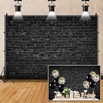 Black Brick Backdrop for Photography Halloween Vintage Black Grey Brick Wall Photo Backdrop Newborn Adult Portrait Birthday Party Wedding Brick Backdrop Office Conference Backdrop 10x8ft