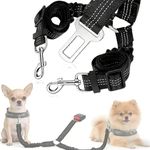 Double Dog Lead, Leash for Dogs, 70cm Adjustable Elastic Dog Car Harness Seatbelt Nylon with Anti-Shock Bungee Buffer, 2-in-1 Dog Seat Belts for Cars, Pet Safety Restraint for Travel & Daily Use