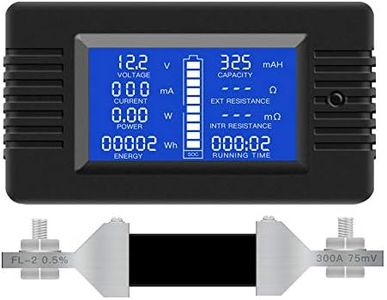 DC Multifunction Battery Monitor Meter,0-200V,0-300A (Widely Applied to 12V/24V/48V RV/Car Battery) LCD Display Digital Current Voltage Solar Power Meter Multimeter Ammeter Voltmeter