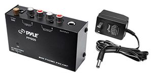 Pyle Phono Turntable Preamp - Mini Electronic Audio Stereo Phonograph Preamplifier with 9V Battery Compartment, DC 12V Power Adapter, RCA Input/Output & Low Noise Operation (PP555), 6X6X6