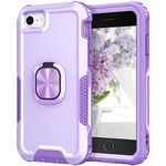 Knoowcase for iPhone SE 2020 Case iPhone 8 Shockproof SE 2022 Phone Case iPhone 7 Ring Military Grade Full Protective TPU Bumper Hard PC Back Cover Built-in Magnetic Kickstand Car Mount Case, Purple