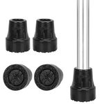 supregear Walking Sticks Ferrules (4-Pack), 19mm Replacement Tips Feet Caps for Most Walking Canes and Folding Canes, Anti-Slip Crutch Tips with Metal Washer for Support, Black