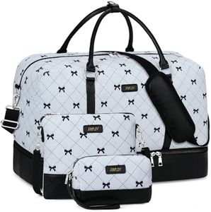 IBFUN Weekender Bags for Women, 21" Weekender Travel Bag, Travel Duffle Bag with Shoe Compartment Carry on Overnight Duffel Bag for Weekend Travel Business Trip, 3PCS