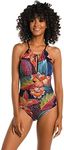 La Blanca Women's High Neck Keyhole One Piece Swimsuit, Multi//Sunlit Soiree, 20