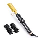 Ten-Tatent Hot Comb Hair Straightener Electric Straightening Comb, Double Sided Portable Ceramic Beard Straightener Brush Anti-Scald Press Comb Ceramic