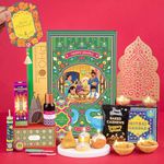 Phool Diwali Magic Gift Hamper - Pack of 9 Contains agarbatti with Wooden Holder, Mithai Candles Box,Padma diyas, Plantable pataka, Diya Oil, Brass Wall Diya Holder, Wick, Diwali Card,Cashew Mix (15g) diwali giftbox