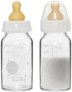 HEVEA Standard Neck Glass Baby Bottles - Slow Flow Anti Colic Baby Bottles Newborn 0+ Months - BPA-Free, Two-Pack (120 ML)