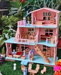 TinyMinyWorld Wooden Big Dollhouse Large with Furniture playset Best Doll House Gift (Castle Big Multi Arrangement)