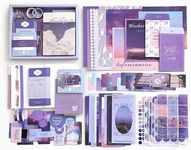 LANLOY 346pcs Journal Supplies Kit Vintage Scrapbook Stickers Art Journaling Bullet Junk Journal Planners DIY Decoration Paper Stickers Craft Kits Notebook Collage Album (Purple Book)