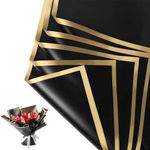 Zarwani Waterproof Plain Golden Border Bouquet Wrapping Paper Sheet |Korean Bouquet Papers | Sheets, Arts & Crafts and DIY to wrap christmas gifts (Black, 5 Sheets)