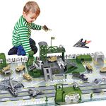 deAO Military Base Set, Army Toys for 3 4 5 Year Old Boys Girls Kids, Army Men Playset with Military Vehicle, Weapon Gear Accessories, Vehicles Accessories and Play Map