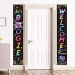 70's Party Scene Setters Wall Decorating Kit Disco Porch Sign Party Retro Banner Door Sign for 1970s Theme Party Rock Boogie Birthday Decoration (70s Disco Fever)