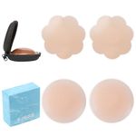 XJSGS Nipple Covers,Nipple Pasties Invisible,Silicone Nipple Cover Reusable Adhesive Nipple Stickers(2pairs)