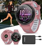 PlayBetter Garmin Forerunner 265S (Light Pink/Whitestone) Running GPS Smartwatch | Bright AMOLED Display, Recovery Insights | Bundle HD Screen Protectors & Portable Charger