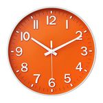 HZDHCLH Wall Clock 12 Inch Silent Non Ticking Clock for Living Room Bedroom Kitchen Office (Orange)