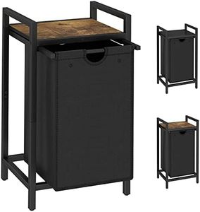 LAATOOREE Laundry Hamper, Two-Color Basket with Removable Bag and Top Shelf, Clothes Hamper for Samll Space,Laundry Room, Bedroom, Bathroom Rustic Brown Black