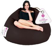 Casa Copenhagen Premium Leather Bean Bag Chair, Filled with Beans | Capacity: Upto 7 Ft Height, 200 KG Weight | 5XL | Brown