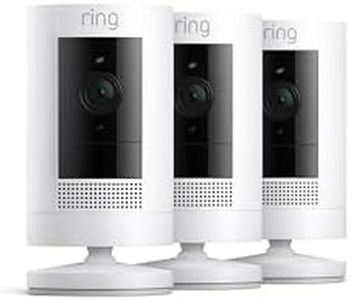 Ring Outdoor Cam (Stick Up Cam), Weather-resistant home or business security camera, outdoor ready, Live View, Color Night Vision, Two-Way Talk, motion alerts, Works with Alexa, 3-pack, White