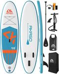 AKASO Inflatable Stand-Up Paddleboard, Yoga SUP with Backpack, Non-Slip Deck, Waterproof Bag, Leash, Floating Paddle and Hand Pump