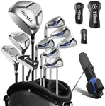 Golf Clubs Set for Men Left Handed Complete 14-Piece with Driver Fairwood Hybrid Irons Putter Stand Bag & 3 Headcovers - Beginner Mens Golf Set with Graphite Shafts Black
