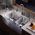 UNICPLUS, 33" Farmhouse Apron Style Small-Radius Corners Stainless Steel Kitchen Sink Double Bowl 60/40, KAR3321D