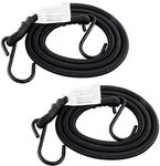 HELIDA Bungee Cords with Hooks, 3/8 Inch Thick Round Bungee Cord Heavy Duty Strong Hooks for Bike Rack, Cart, Trunk, Camping (48 inches 2 pcs, Black)