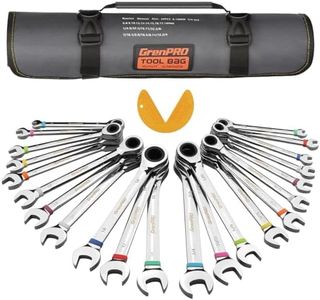 GRENPRO Ratchet Wrenches Set, 22Pcs 72-Tooth Combination Wrench Set with Roll up Pouch, SAE & Metric and Standard, 1/4" to 3/4" & 6mm to 18mm with Color Ring, CR-V Socket Mechanic Hand Tools Sets