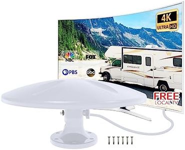 Outdoor TV Antenna 360° Omni-Directional Reception Long 100+ Miles Range Enhance VHF&UHF 4K Ready HDTV Antenna with Added Stability for Outdoor/Attic/RV Use - 32ft RG6 Coax Cable (RV Antenna4)