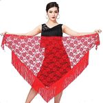 Latin Dance Hip Scarf for Women, Fringe Dance Practice Performance Skirt, Lace-up Tango Dance Skirt Apron for Rave Party Costume Outfits, Tassel Scarf Wrap Skirt for Tango chacha Salsa Samba Rumba