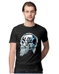 Heybroh Men's Regular Fit T-Shirt Viking Skull & Beard 100% Cotton T-Shirt (Black; Small)