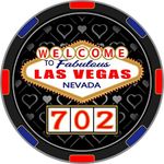 Welcome to Fabulous Las Vegas Bumper Sticker - Sin City Poker Chip Area Code 702 Vinyl Decal | 3 x 3" For Car Auto-mobile Window Helmet Bottle USA NV Nevada Gambling Casino Strip + Better Than Magnets