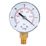 Yosoo Health Gear Vacuum Pressure Gauge, 50mm 1/8 BSPT Vacuum Gauge Bottom Connect for Air Compressor Water Oil Gas