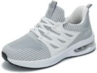 SURRAY Womens Air Tennis Running Shoes Gym Sports Comfortable Breathable Jogging Fashion Sneakers US 5.5-11, Whitegrey, 10.5