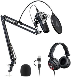 MAONO Microphone with Studio Headphone Set 192kHz/24bit Vocal Condenser Cardioid Podcast Mic Compatible with Mac and Windows, YouTube, Gaming, Live Streaming, Voice-Over (AU-A04H)