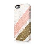 Tirita Compatible with iPhone 6 Plus & 6s Plus Hard Case Phone Cover Golden Marble Pink PRINTED GLITTER, NO REAL GLITTER Trendy Fashion Gift Present Cute Design