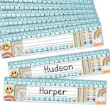 25 Retro Teacher Name Plate for Desk Classroom - Student Desk Name Tags Classroom Kindergarten for Classroom, Number Lines for Students Desk, Name Plate for Desk Kids Name Plates