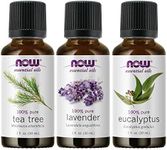 3-Pack Variety of NOW Essential Oils: Tea Tree, Eucalyptus, Lavender