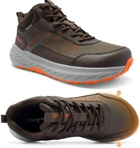 OrthoComfoot Men's Orthopedic Wide Toe Breathable Hiking Boots: Orthotic Arch Support for Neuropathy & Sore Heels, Waterproof Non Slip Shoes for Driving Daily Outdoor Work Brown coffee Size 13